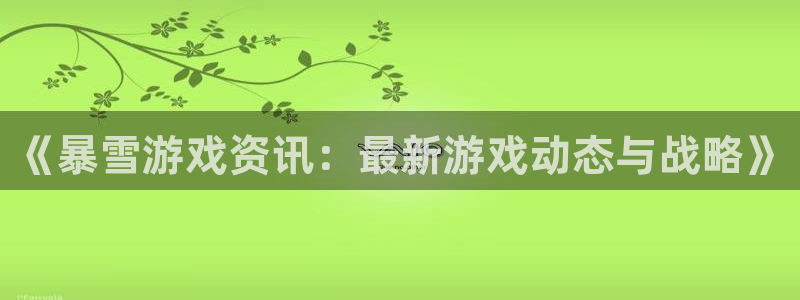 极悦娱乐app下载：《暴雪游戏资讯：最新游戏动态与战略》